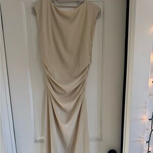 H&M Textured Cream Midi Dress